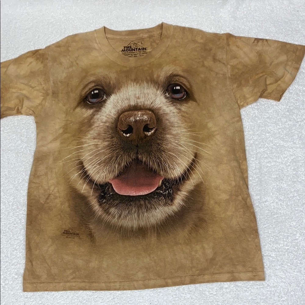 The Mountain Brown Dog Face T-Shirt kids large